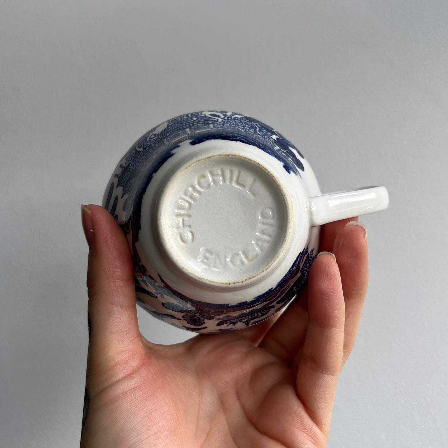 Churchill Blue and White Willow Pattern Tea Cup